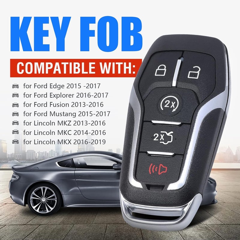 Keymall Remote Key Fob Case Shell Cover Replacement for Ford Edge/Explorer/Fusion/Mustang for Lincoln MKZ/MKC/MKX(FCC ID:M3N-A2C31243300 P/N:164-R7989) 5 Buttons,Just A Key Shell - Image 2